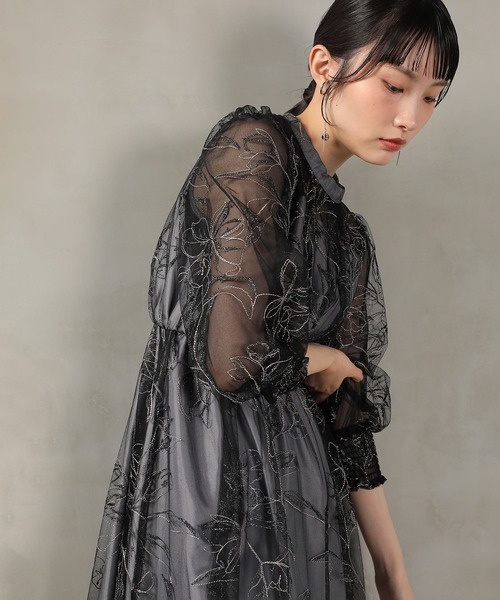 Aライン シアー 刺繍 ドレス ピンク 七分袖 パーティー cr9243 楽天市場】ANGEL カラードレス チュール レース 七分袖付き 背中