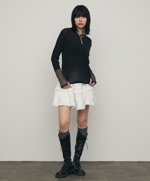 uyu.（ウユ）の「ボリュームフリルミニスカート（スカート・レディース・アイボリー/ブラック・FREE）」の17枚目の写真