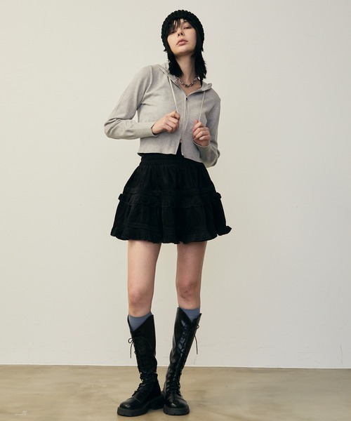 uyu.（ウユ）の「ボリュームフリルミニスカート（スカート・レディース・アイボリー/ブラック・FREE）」の22枚目の写真