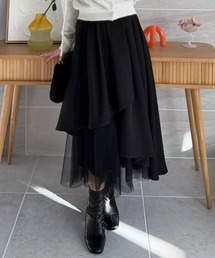 clear | チュールドッキングアシンメトリースカート[大人綺麗目] ≪2025SS新作≫(スカート)