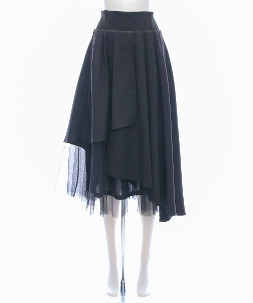 clear（クリア）の「【低身長サイズ有】チュールドッキングアシンメトリースカート[大人綺麗目 華やか 上品]（スカート・レディース・ブラック/ミント/ライトベージュ・F/XS）」の7枚目の写真