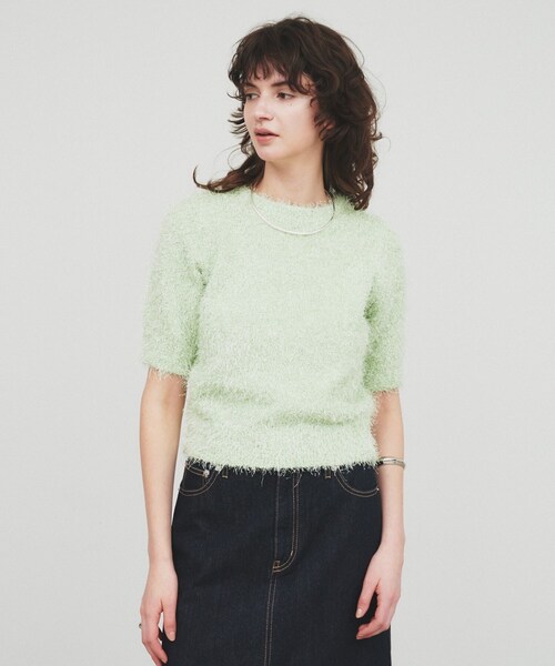 cloenc（クロエンス）の「【手洗い可】フェザーラメニットプルオーバー（ニット/セーター・レディース・ホワイト/グリーン系/グレー・02）」の4枚目の写真