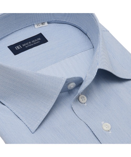 TOKYO SHIRTS（トウキョウシャツ）の「透け防止 形態安定ノーアイロン ワイド 長袖ビジネスワイシャツ（ビジネスシャツ・メンズ・ブルー・首回り39cm-裄丈80cm/首回り39cm-裄丈84cm/首回り41cm-裄丈82cm/首回り41cm-裄丈86cm/首回り43cm-裄丈86cm/首回り37cm-裄丈80cm/首回り37cm-裄丈84cm/首回り42cm-裄丈82cm/首回り42cm-裄丈86cm/首回り43cm-裄丈82cm）」の2枚目の写真