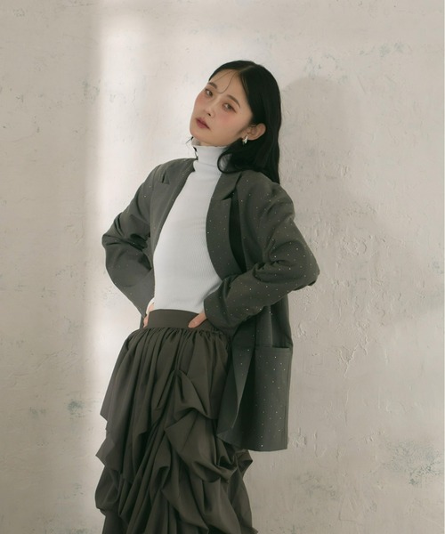 Olu.（オルドット）の「ラインストーンジャケット（テーラードジャケット・レディース・ベージュ/チャコールグレー/ネイビー・FREE）」の20枚目の写真