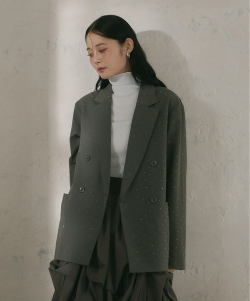 【Olu.】【新品未使用】ラインストーンジャケット グレー ラインストーンジャケット（テーラードジャケット）｜Olu.（オルドット