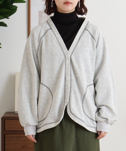 myke(ミーカ)の「myke 裏毛 ラグランビッグカーディガン(カーディガン/ボレロ・レディース・オートミール/チャコール/ライトカーキ・M)」の16枚目の写真