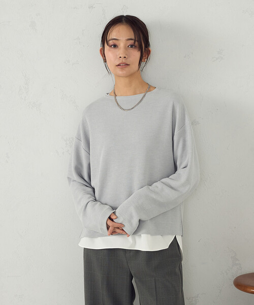 COMME CA ISM(コムサイズム)の「【セットアイテム】ボトルネックカットソー+タンクトップ(Tシャツ/カットソー・レディース・グレー/アイボリー・MEDIUM/LARGE)」の1枚目の写真