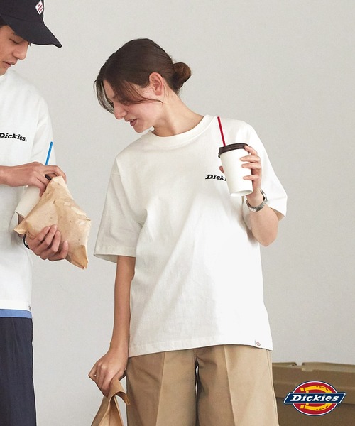 【Dickies】バックロゴ 半袖 Tシャツ ホワイト / 送料無料 Dickies/ディッキーズ バックロゴプリント オーバーサイズ半袖T