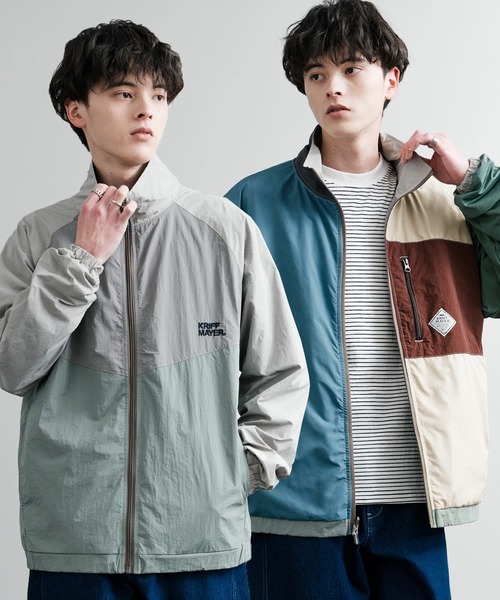 KRIFF MAYER（クリフメイヤー）の「KRIFF MAYER クリフメイヤー ひっくりライトスタンドジャケット リバーシブルナイロンブルゾン 2434401（ナイロンジャケット・メンズ・パープル/カーキ/セージグリーン/グレー・M/L/XL）」の2枚目の写真