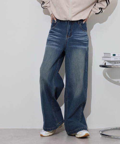 Double waist wide denim / ダブルウエストワイドデニム unisex