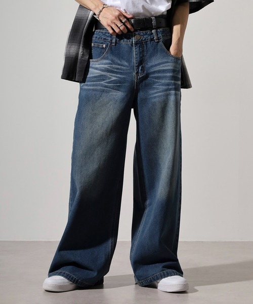 RE730(アールイーセブンサーティー)の「Double waist wide denim / ダブルウエストワイドデニム unisex(デニムパンツ・メンズ・ブラック/ライトブルー/ブルー・XL/L/M)」の6枚目の写真