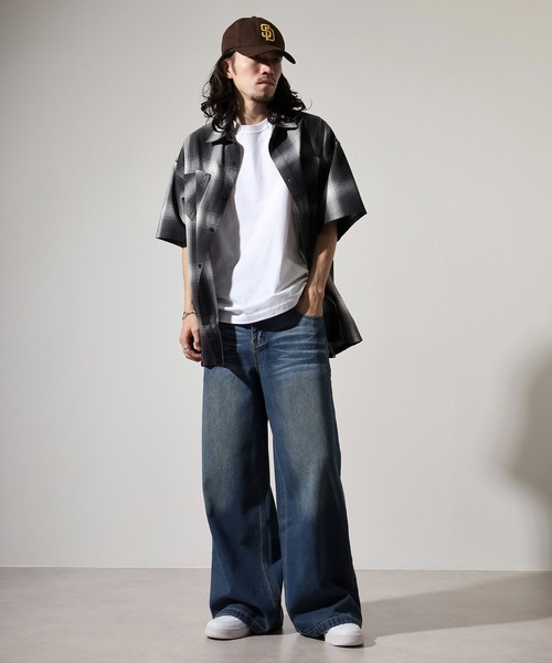 RE730(アールイーセブンサーティー)の「Double waist wide denim / ダブルウエストワイドデニム unisex(デニムパンツ・メンズ・ブラック/ライトブルー/ブルー・XL/L/M)」の7枚目の写真