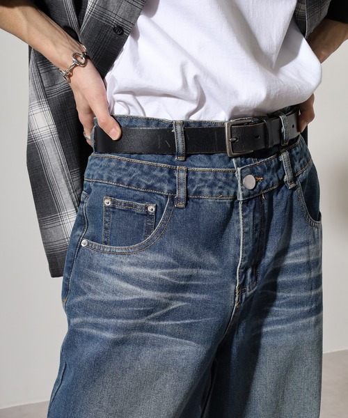 RE730(アールイーセブンサーティー)の「Double waist wide denim / ダブルウエストワイドデニム unisex(デニムパンツ・メンズ・ブラック/ライトブルー/ブルー・XL/L/M)」の8枚目の写真