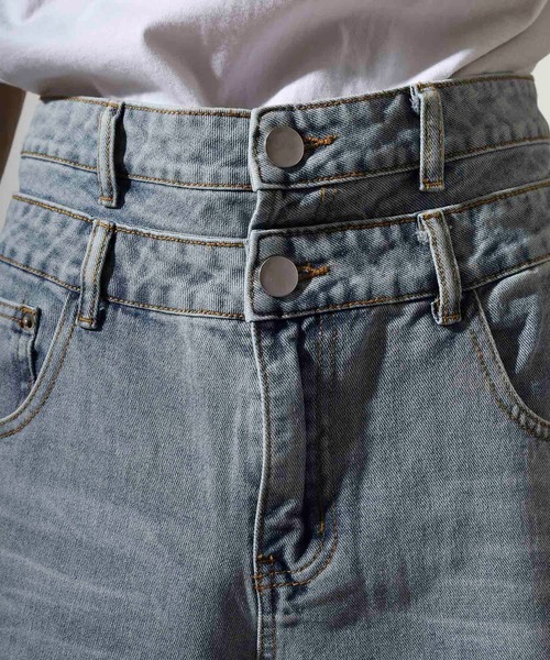 RE730(アールイーセブンサーティー)の「Double waist wide denim / ダブルウエストワイドデニム unisex(デニムパンツ・メンズ・ブラック/ライトブルー/ブルー・XL/L/M)」の17枚目の写真