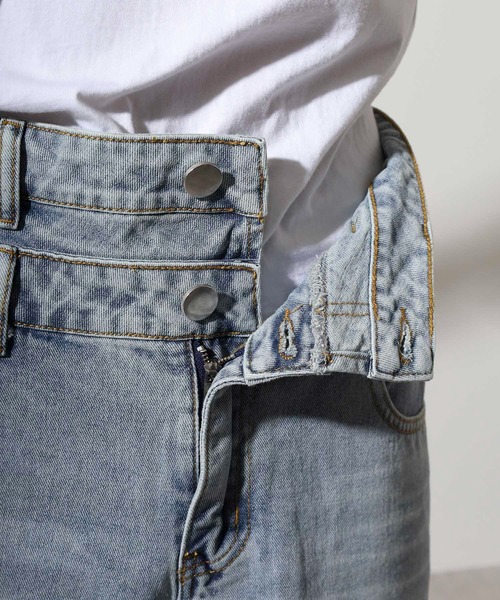 RE730(アールイーセブンサーティー)の「Double waist wide denim / ダブルウエストワイドデニム unisex(デニムパンツ・メンズ・ブラック/ライトブルー/ブルー・XL/L/M)」の19枚目の写真