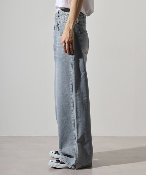RE730(アールイーセブンサーティー)の「Double waist wide denim / ダブルウエストワイドデニム unisex(デニムパンツ・メンズ・ブラック/ライトブルー/ブルー・XL/L/M)」の15枚目の写真