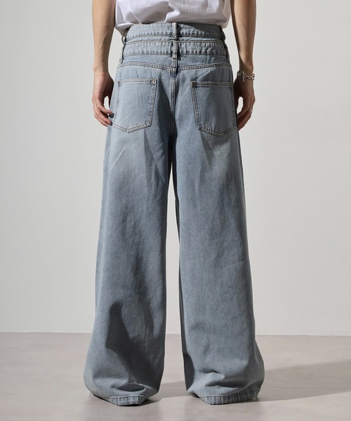 RE730(アールイーセブンサーティー)の「Double waist wide denim / ダブルウエストワイドデニム unisex(デニムパンツ・メンズ・ブラック/ライトブルー/ブルー・XL/L/M)」の16枚目の写真