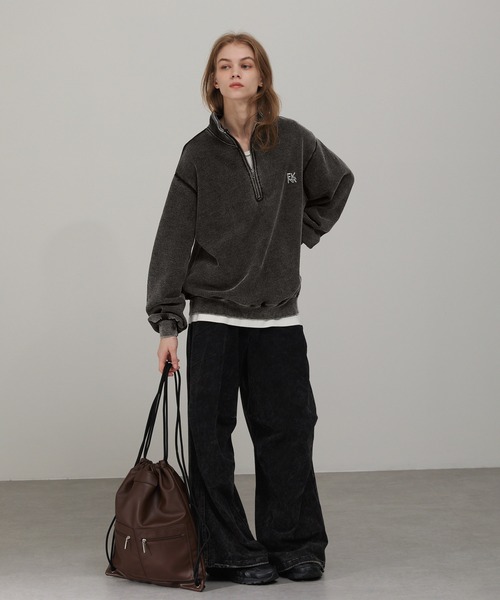 EMMA CLOTHES（エマクローズ）の「ヴィンテージメイク メタルロゴプリント スタンドハーフジップスウェット（スウェット・メンズ・チャコールグレー/ブラック・M/L）」の22枚目の写真