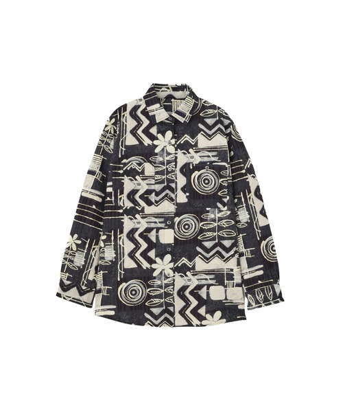 ROSE BUD（ローズバッド）の「(CREOLME)PRINT SHIRT（シャツ/ブラウス・レディース・ネイビー/ブラウン・ONE SIZE）」の2枚目の写真