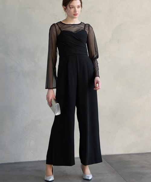 クロスデザインキャミソールオールインワンパーティードレス 結婚式