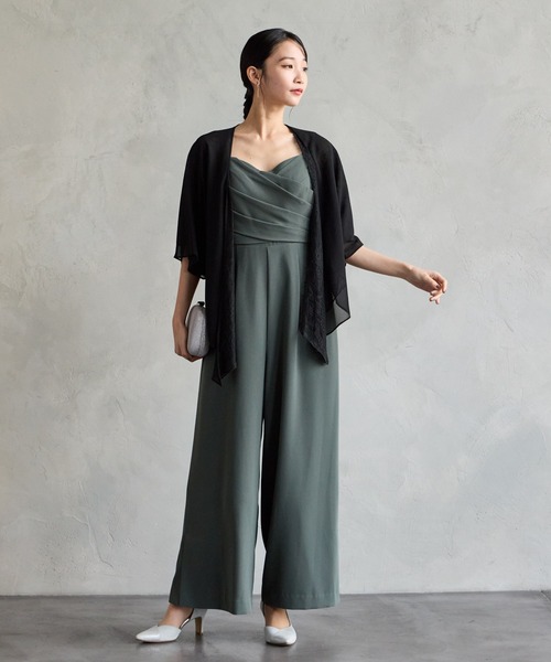 クロスデザインキャミソールオールインワンパーティードレス 結婚式