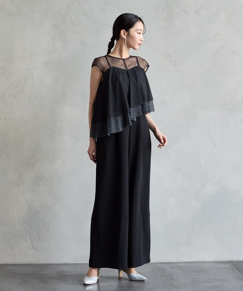 クロスデザインキャミソールオールインワンパーティードレス 結婚式