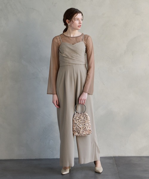 クロスデザインキャミソールオールインワンパーティードレス 結婚式