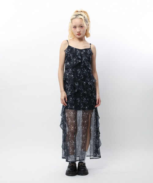 SPIRALGIRL（スパイラルガール）の「マーブルシアーキャミワンピース（ワンピース・レディース・ブラック系/ライトグレー系/ピンク系・FREE）」の22枚目の写真