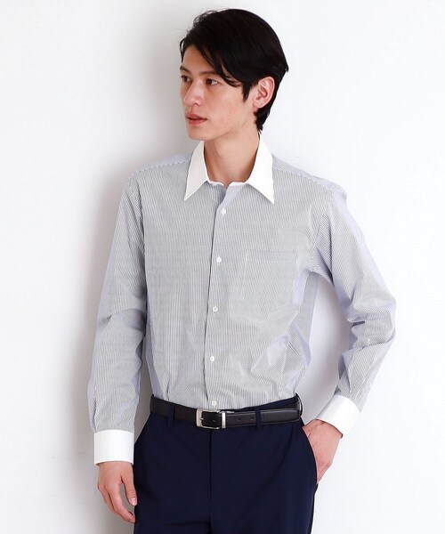 THE SHOP TK (ザ ショップ ティーケー )の「ドレスストライプシャツ【洗濯機OK】(ビジネスシャツ・メンズ・ブルー系その他4/ホワイト系5・04/01/02/03)」の1枚目の写真