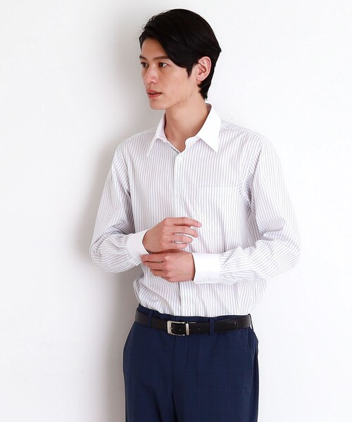 THE SHOP TK (ザ ショップ ティーケー )の「ドレスストライプシャツ【洗濯機OK】(ビジネスシャツ・メンズ・ブルー系その他4/ホワイト系5・04/01/02/03)」の3枚目の写真