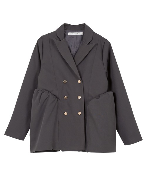 KOBE LETTUCE（コウベレタス）の「バルーンペプラムダブルボタンジャケット（テーラードジャケット・レディース・ベージュ/ネイビー/チャコール・M）」の17枚目の写真