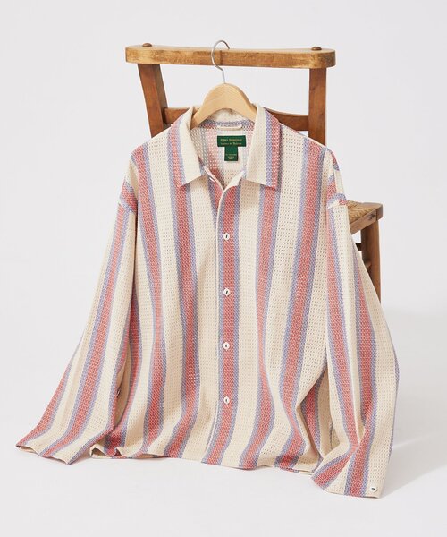 JOURNAL STANDARD relume（ジャーナルスタンダード　レリューム）の「INDIA COTTON クロシェシャツ（シャツ/ブラウス・メンズ・ブラック/グリーン/レッド/ブルー系その他・LARGE/MEDIUM）」の4枚目の写真