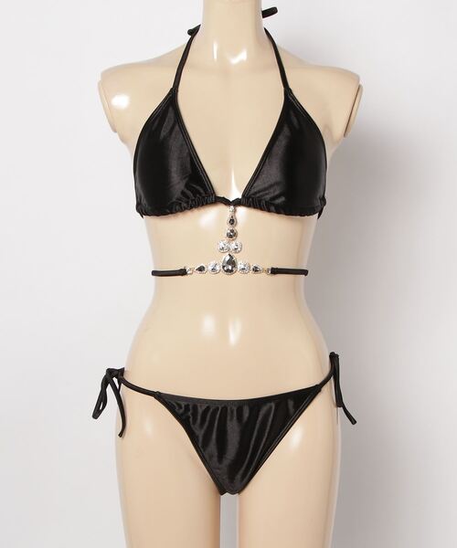 セール】Y2K リボンビキニ ストーン付き 3点セット水着（水着