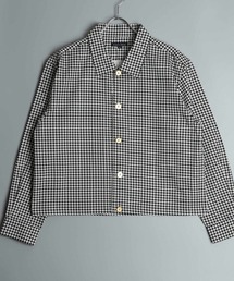 日本製 グレンチェック チドリ格子 ゴールドボタン ショート丈 ジャケット(GW)