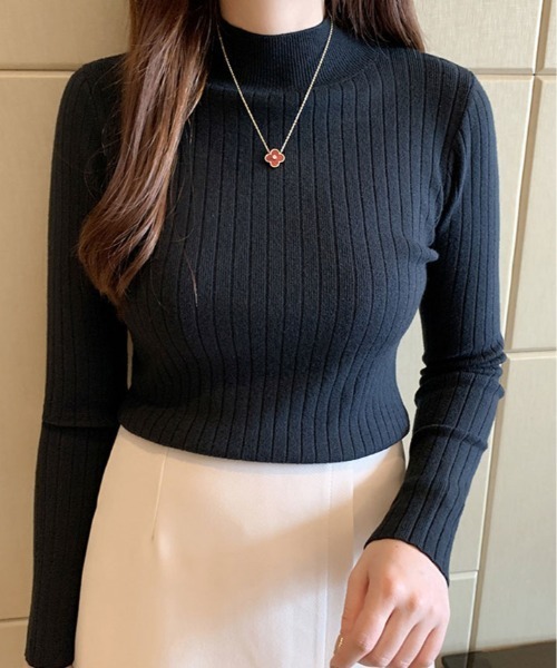 kirakiraShop(キラキラショップ)の「長袖 ハイネック ニットソー(ニット/セーター・レディース・マスタード/ベージュ/ブラウン/ホワイト/レッド系/ブラック/ブルー/グレー/クリーム・FREE)」の14枚目の写真