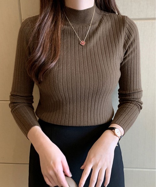 kirakiraShop(キラキラショップ)の「長袖 ハイネック ニットソー(ニット/セーター・レディース・マスタード/ベージュ/ブラウン/ホワイト/レッド系/ブラック/ブルー/グレー/クリーム・FREE)」の20枚目の写真