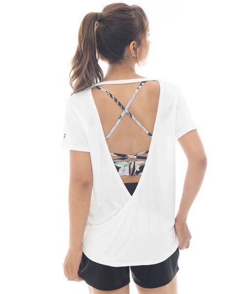 BILLABONG(ビラボン)の「BILLABONG レディース 【ACTIVE】 ACTIVE BACK HOLE MESH TEE アクティブウェア 【2025年春夏モデル】/ビラボントレーニングTシャツ(Tシャツ/カットソー・レディース・ホワイト/ブラック・MEDIUM)」の3枚目の写真