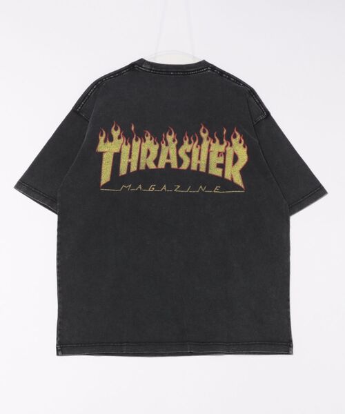 THRASHER(スラッシャー)の「【ムラサキスポーツ限定】THRASHER/スラッシャー 半袖Tシャツ バックプリント ビックシルエット 253TH1ST045(Tシャツ/カットソー・メンズ・ブラック×ホワイト/ブラック×イエロー・L/M/XL)」の3枚目の写真