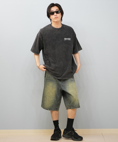 THRASHER(スラッシャー)の「【ムラサキスポーツ限定】THRASHER/スラッシャー 半袖Tシャツ バックプリント ビックシルエット 253TH1ST045(Tシャツ/カットソー・メンズ・ブラック×ホワイト/ブラック×イエロー・L/M/XL)」の7枚目の写真