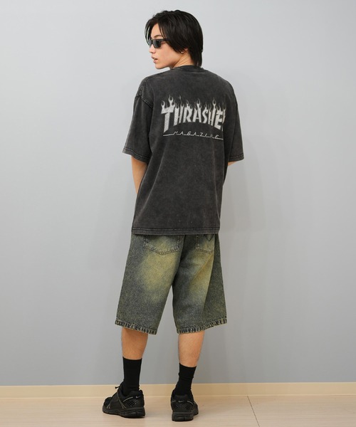 THRASHER(スラッシャー)の「【ムラサキスポーツ限定】THRASHER/スラッシャー 半袖Tシャツ バックプリント ビックシルエット 253TH1ST045(Tシャツ/カットソー・メンズ・ブラック×ホワイト/ブラック×イエロー・L/M/XL)」の8枚目の写真