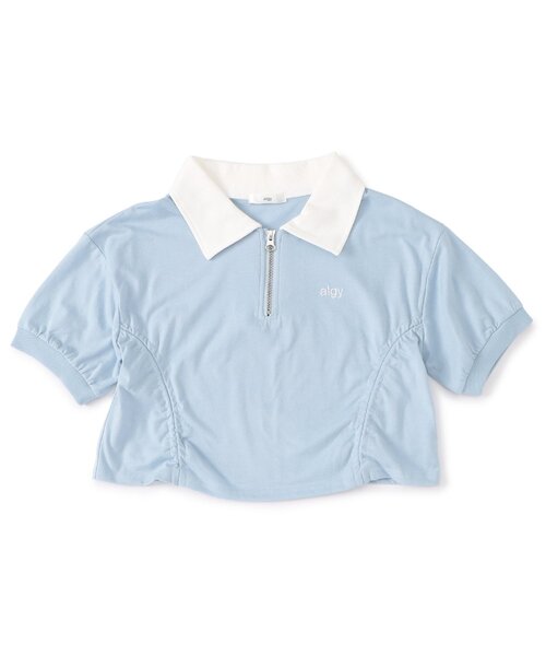 algy（アルジー）の「フロントジップシャーリング半袖T（Tシャツ/カットソー・キッズ・ブラック/サックスブルー/オフホワイト・X-SMALL/XX-SMALL/SMALL/MEDIUM）」の3枚目の写真