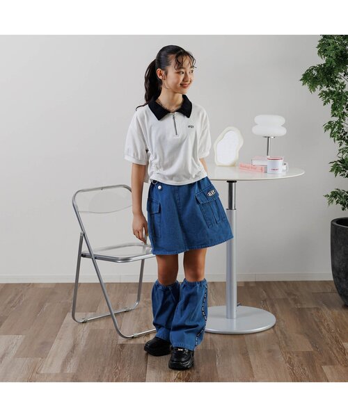 algy（アルジー）の「フロントジップシャーリング半袖T（Tシャツ/カットソー・キッズ・ブラック/サックスブルー/オフホワイト・X-SMALL/XX-SMALL/SMALL/MEDIUM）」の4枚目の写真