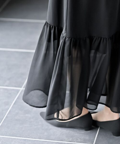 rps（アールピーエス）の「シフォンチェック柄シャーリング肩リボンワンピース（ワンピース・レディース・ブラック/アイボリー/オフホワイト/ブラック系その他2・フリー）」の19枚目の写真