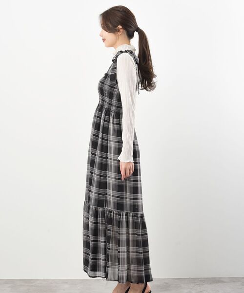 rps（アールピーエス）の「シフォンチェック柄シャーリング肩リボンワンピース（ワンピース・レディース・ブラック/アイボリー/オフホワイト/ブラック系その他2・フリー）」の18枚目の写真
