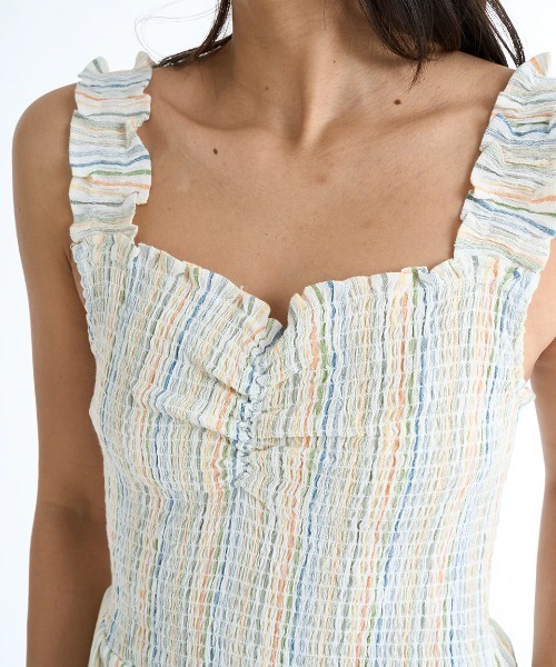 RVCA（ルーカ）の「RVCA レディース RAY ROMPER ワンピース 【2025年春夏モデル】/ルーカストライプサロペット（サロペット/オーバーオール・レディース・マルチ・SMALL/LARGE/MEDIUM）」の3枚目の写真