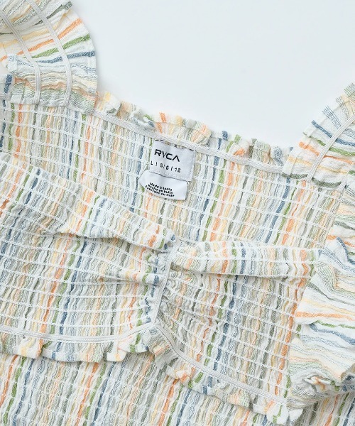 RVCA（ルーカ）の「RVCA レディース RAY ROMPER ワンピース 【2025年春夏モデル】/ルーカストライプサロペット（サロペット/オーバーオール・レディース・マルチ・SMALL/LARGE/MEDIUM）」の7枚目の写真