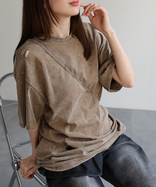 CREARE -LINO-（クレアーレリノ）の「〈ユニセックス商品〉ヴィンテージライクダメージTシャツ（Tシャツ/カットソー・レディース・ベージュ/グレー/ブラック・M）」の19枚目の写真