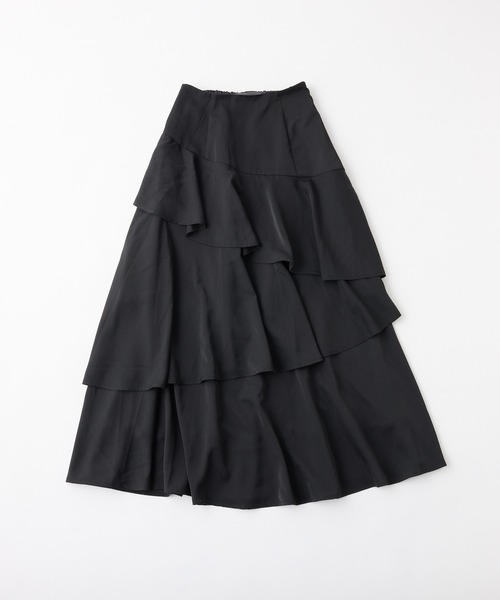 one after another NICE CLAUP（ワンアフターアナザーナイスクラップ）の「ティアードロングスカート（スカート・レディース・ブラック/アイボリー/グレー・FREE）」の4枚目の写真