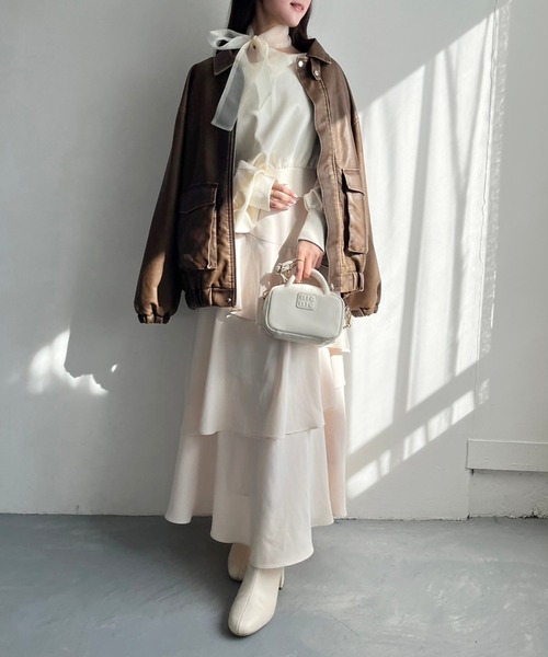 one after another NICE CLAUP（ワンアフターアナザーナイスクラップ）の「ティアードロングスカート（スカート・レディース・ブラック/アイボリー/グレー・FREE）」の20枚目の写真