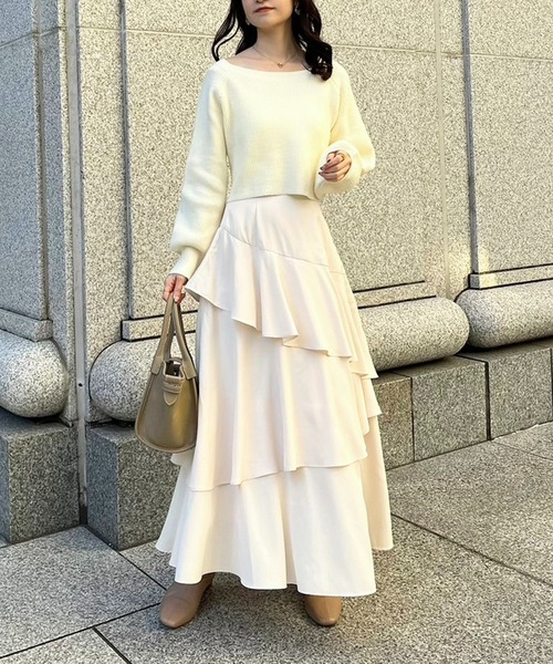 one after another NICE CLAUP（ワンアフターアナザーナイスクラップ）の「ティアードロングスカート（スカート・レディース・ブラック/アイボリー/グレー・FREE）」の18枚目の写真